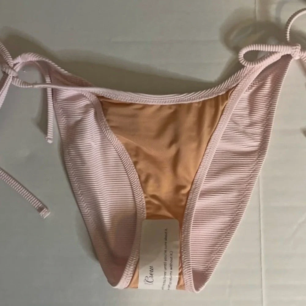 J Crew Pink Ribbed‎ Curved Waist Cheeky Bikini Bottom - Small - Style BE805